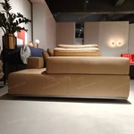 Modern Modular Sectional Sofa with Grid Tufted Craftsmanship, Premium Top-Grain Leather & Suspended Metal Base